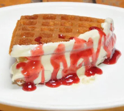 Strawberry Surprise Waffle (Eggless) (Must Try)
