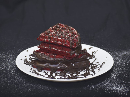Red Velvet Waffles With Dark Chocolate