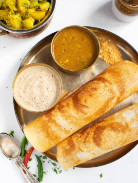 Ghee Dosa (2 Pcs) Sambar With Coconut Chutney