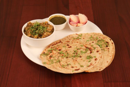 Sattu Paratha 2 Pcs Spl Chokha Vineger Onion Hari Chutney