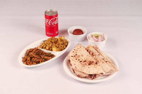 Bhindi Kurkure Spl Aloo Masala 5 Tawa Roti Sweet Onion Cold Drink Can