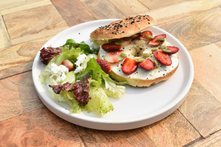 Cream Cheese And Strawberry Bagel