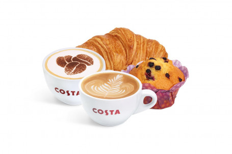 Two Coffees Two Pastries Or Snacks
