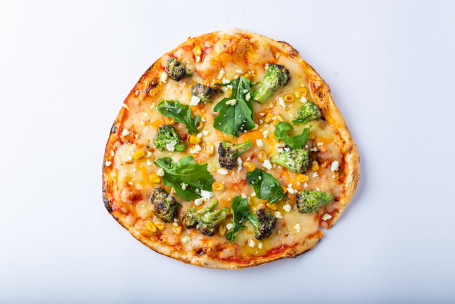 Charred Malai Broccoli And Charcoal Corn Pizza