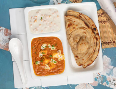 Butter Paneer Masala With 2 Laccha Paratha And Boondi Raita