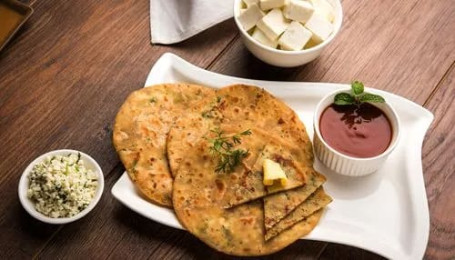 Paneer Paratha With Tomato Ketchup Pickle) Per Plate 2 Pcs