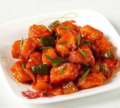 Wok Fried Paneer Tossed In Schezwan Sauce