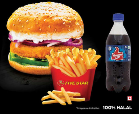 Veg Burger, French Fries And 200Ml Soft Drink