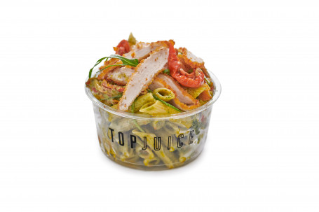 Penne Pasta Salad With Chicken Schnitzel And Sun Dried Tomatoes