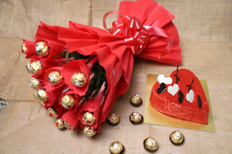 Ferrero Rocher Bunch With Red Velvet Cake [500 Grams]