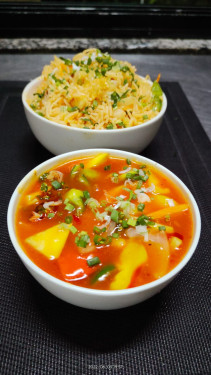 Mongolian Rice And Noodle Bowl With Exotic Vegetable