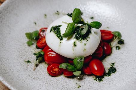 Andria Burrata With Tomatoes And Pesto