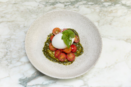 Buffalo Mozzarella With Basil, Pesto And Baby Plum Tomatoes