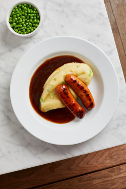 Horseradish Mash, London Smokey, Sausages, Farmers Gravy