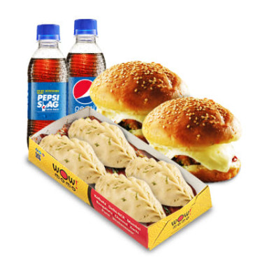 Chicken Delight Steam Momo [4 Pcs] Chicken Moburg [2 Pcs] 2 Refreshing Pepsi [250Ml Each]