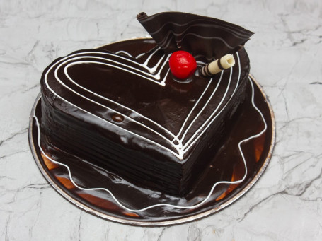 Eggless Heart Shape Chocolate Truffle Cake