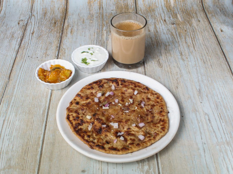 Aloo Pyaaz Parantha Tea Curd