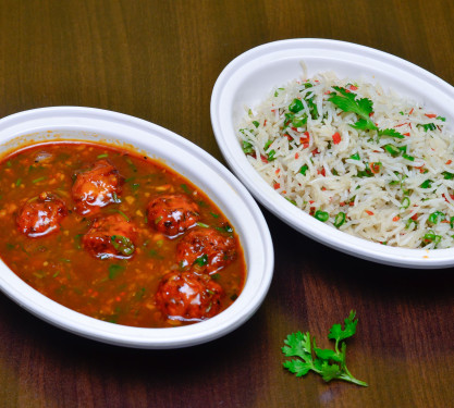 Manchurian With Gravy+ Veg Fried Rice