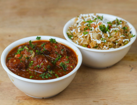 Manchurian With Gravy+Veg Fried Rice