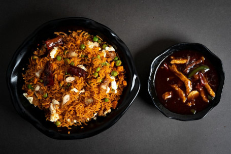 Hunan Chicken Gravy With Szechuan Fried Rice In Egg