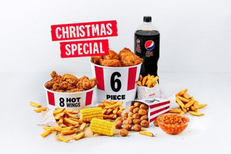 Festive Double Bucket With Hot Wings