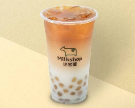 Shuāng Q A Eu Un Long Temps Avec Oolong Tea Latte Avec Taro Ball Et Bubbl