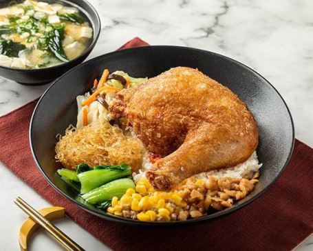 Zhà Jī Tuǐ Fàn Riz Avec Pilon De Poulet Frit