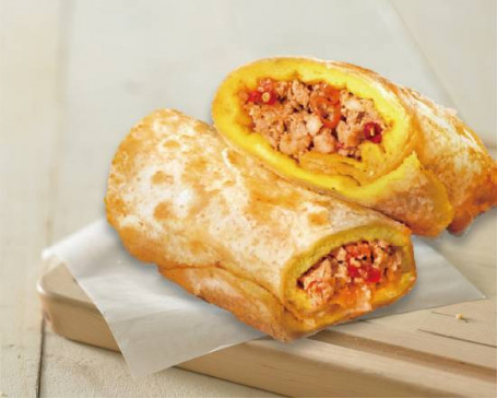 Pāo Zhū Dàn B Toiletteng Egg Pancake Roll With Stir-Fried Porc De Basilic