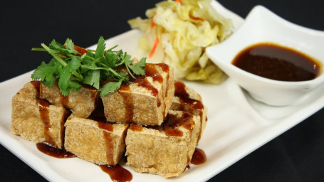 A08. Deep Fried Tofu With Marinated Taiwanese Sour Cabbage