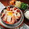 hǎi xiān dòu fǔ tāng guō fàn tào cān Rice with Seafood and Tofu Soup Pot Combo