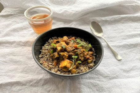 Spinach Paneer Curry With Butternut Squash And Chickpeas