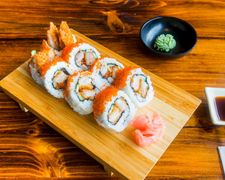 Crispy Chicken Tobiko Inside Out Roll