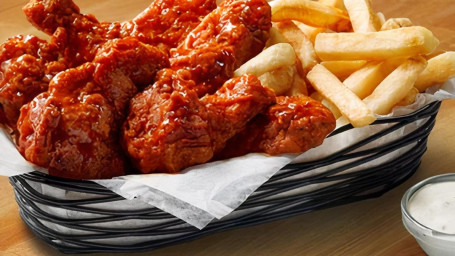 Bbq Chicken Wings W/Fries Basket