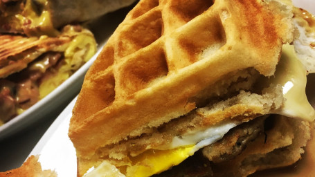 Maple Sausage Waffle Sandwich