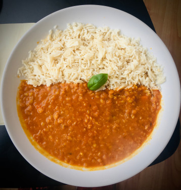 Lentil Dhal Served With Basmati Rice