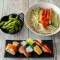 Meal E (Seafood Stick Cold Noodle, Edamame Beans And Sushi Platter)