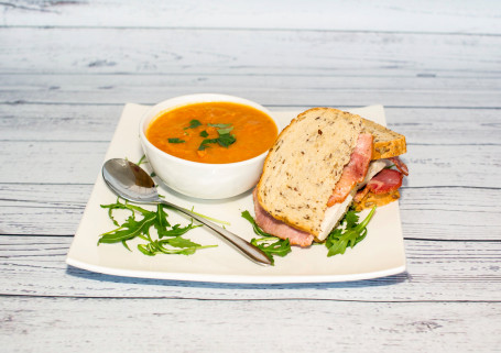 Homemade Soup Of The Day With Sandwich