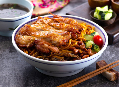 Cān Bā Kǎo Jī Bā Gān Bàn Yóu Miàn Pèi: Zǐ Cài Tāng Grill Sambal Chicken Steak W/ Yellow Noodle Seaweed Soup