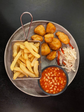 Chicken Bites, Chips Beans