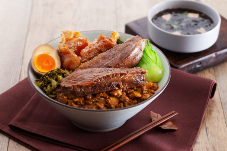 Bàn Jīn Bàn Ròu Lǔ Ròu Fàn Braised Beef Tendon W/ Braised Pork Rice
