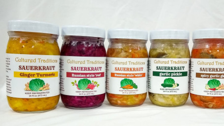 Sauerkraut, Kimchi, Seasonal Ferments Variety 12 Pack (10% Off)