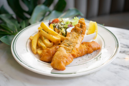 Pí Jiǔ Cuì Jiāng Yín Qiú Yú Zhà Yú Shǔ Tiáo Beer Battered Barramundi Fish And Chips