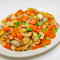 33. Diced Vegetables Stir-Fried with Cashew Nut and Peas cǎi hóng sù dīng chǎo yāo guǒ