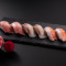 Dà Tūn Ná Yú Nǎn、 Yóu Gān Yú Nǎn Jí Sān Wén Yú Nǎn Shòu Sī 6Jiàn Prime Fatty Tuna, Prime Yellowtail And Prime Salmon Sushi 6 Pcs