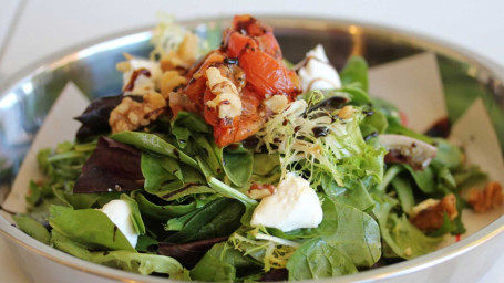 Goat Cheese, Mixed Baby Greens, Shop Roasted Tomatoes Walnuts, Balsamic Vinaigrette