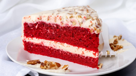 Red Velvet Cake Slice With Pecans