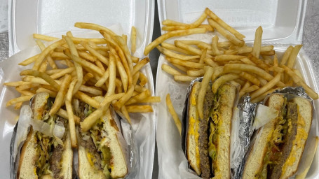 Gyro Cheese Burger With Fries