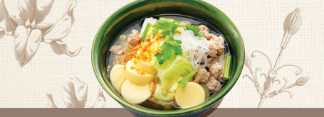 Minced Pork With Egg Tofu Glass Vermicelli Soup Ròu Suì Yù Zi Dòu Fǔ Fěn Sī Tāng