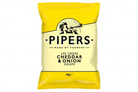 Pipers Lye Cross Cheddar Oignon Chips 40G