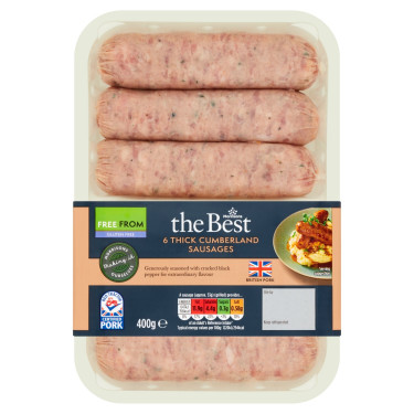 Morrisons The Best 6 Saucisses Épaisses Cumberland 400G